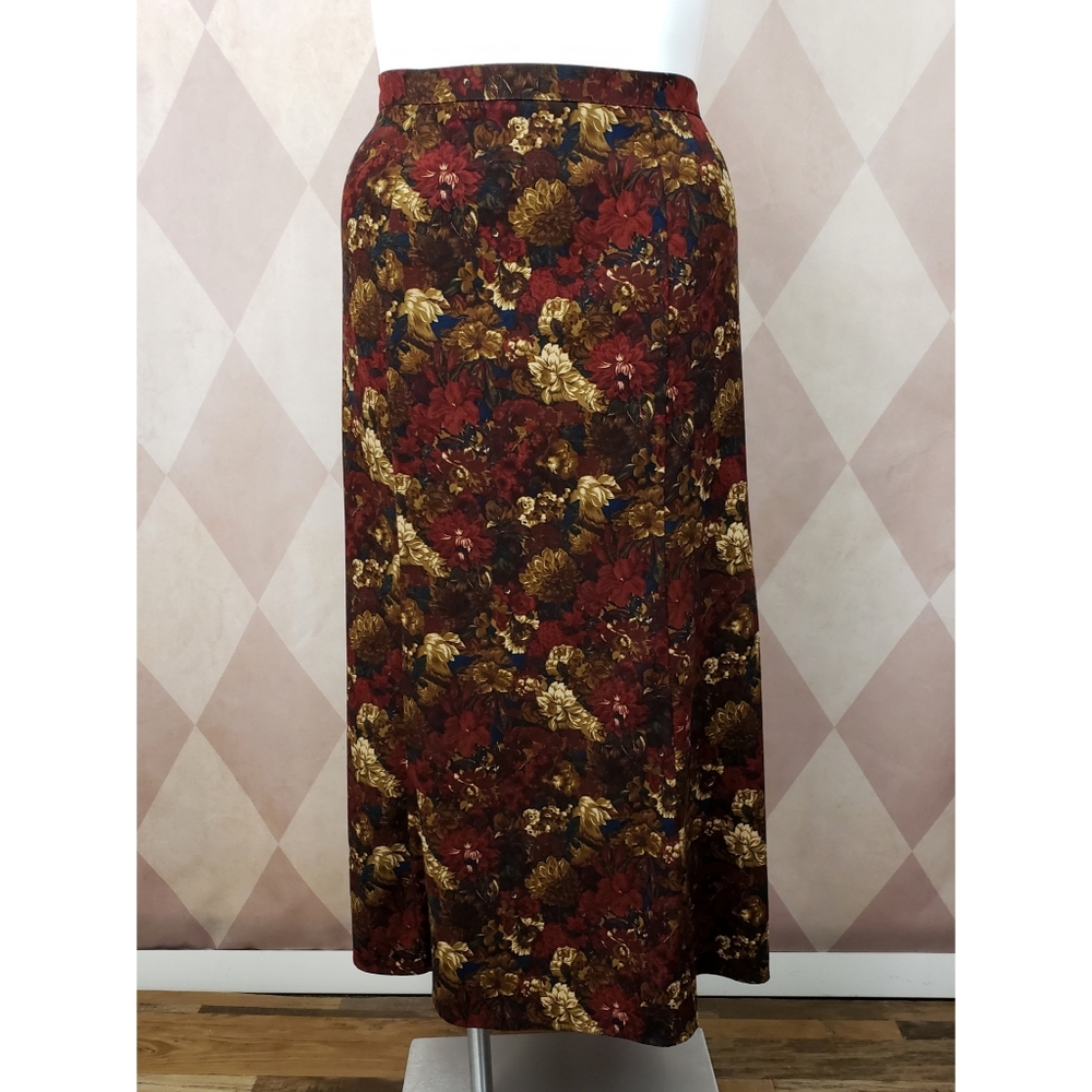 Notations | Brown + Maroon Patterned Skirt - image 2